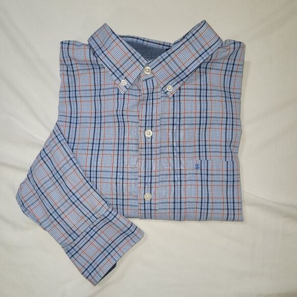 Izod Size L Men's Casual Blue and Red Plaid Long sleeve Button Up Shirt - Picture 2 of 5